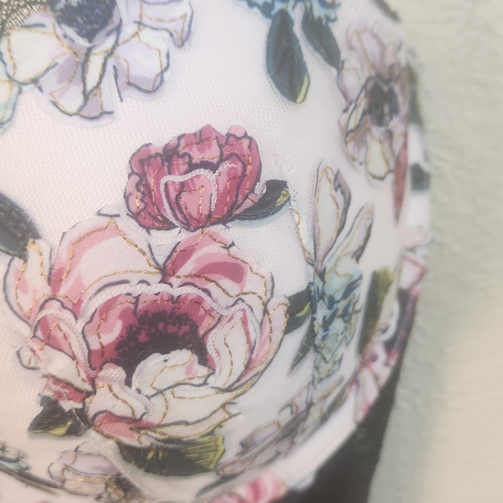 Victoria's Secret Pink Floral Embroidered Long Line Bra 32DD (7560) - Picture 3 of 11